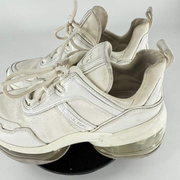 Michael Kors Womens Olympia 7.5M White Sneakers With Clear Sole - Picture 5 of 11